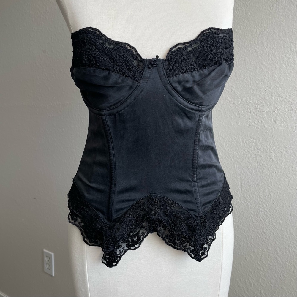 Victoria's Secret Black Silk Lace Corset Top